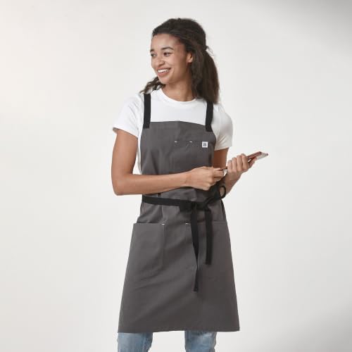Cotton Cross Back Apron for Women with Pockets 4106JC