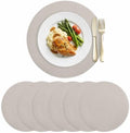Solid Light Greige Faux Leather Placemats Set of 6 Placemats