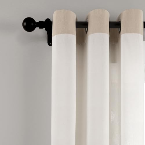 Lush Decor Faux Linen Grommet Colorblock Window Curtain Panel Single