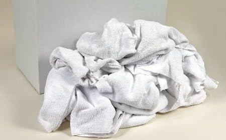 Recycled Cotton Terry Towels Cloth Rags, 50 Lb., 14 In X 17 In, White