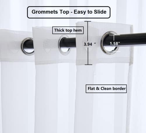 PI White Sheer Curtains 63 Inch Length with Grommet Top,Short Voile