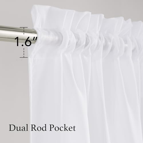 NICETOWN Bedroom White Sheer Curtains 63 Inches Long, W42xL63, 2