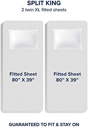 Bare Home Split King Sheet Set - 1800 Ultra-Soft (Split King, White)