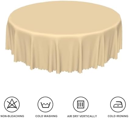 Solid Beige Round Tablecloth 70 Inch Pure Color Circular Table Cloth