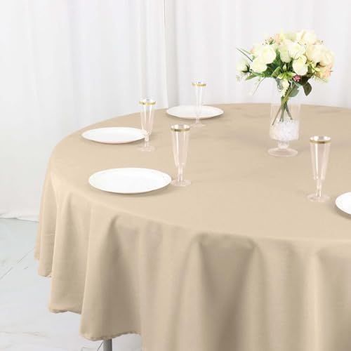 Tableclothsfactory 90" Nude Polyester Round Tablecloth, Reusable Linen