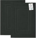 Feather & Stitch 100% Cotton Bath Mats 2 Piece 30x21 Inches, Charcoal