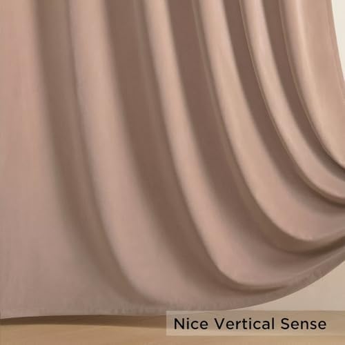 Joydeco Velvet Curtains Rose Beige Blackout Curtains Thermal Insulated