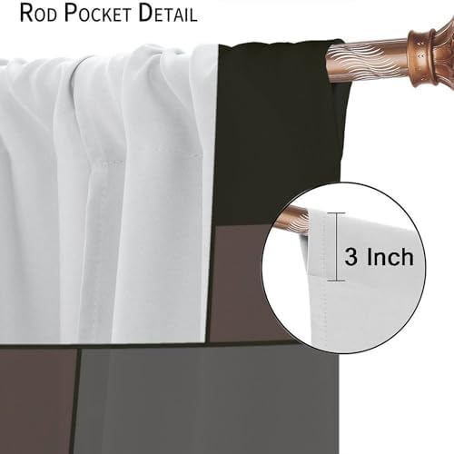 Brown Curtains Modern Black Gray White Blackout Rod Pocket Curtains