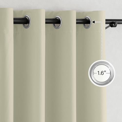 NICETOWN 100% Blackout Muted Beige Curtains 84 inches Long, Grommet