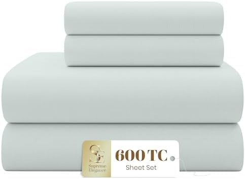 SUPREME ELEGANCE King Sheet Set, Soft Gray, 600 Thread Count Sateen