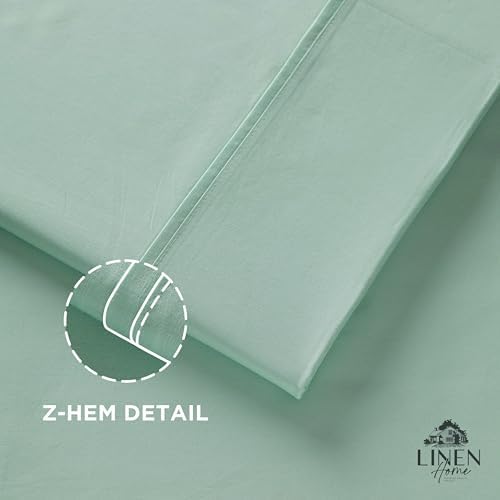 Linen Home 100% Cotton Percale Pillowcases Queen Size, Pastel Turk