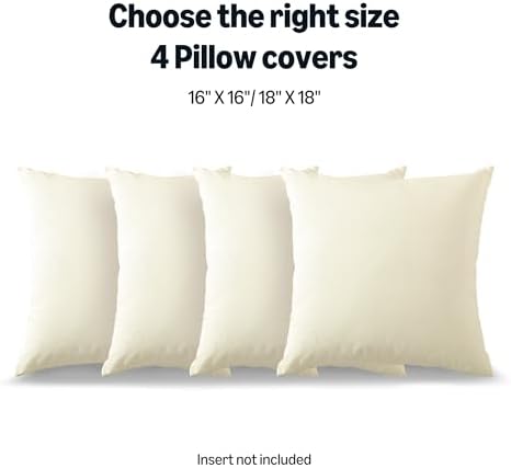 Amazon Basics 4-Piece Outdoor Decorative Throw Pillow Covers, Water
