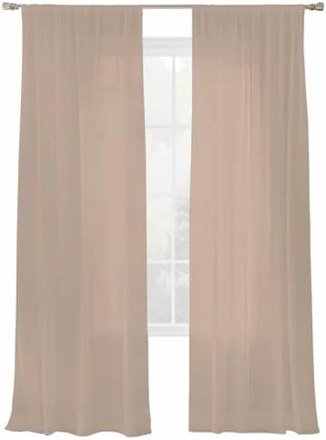 Beige Solid Color Sheer Curtains 108 Inch Length 2 Panels, Aesthetics