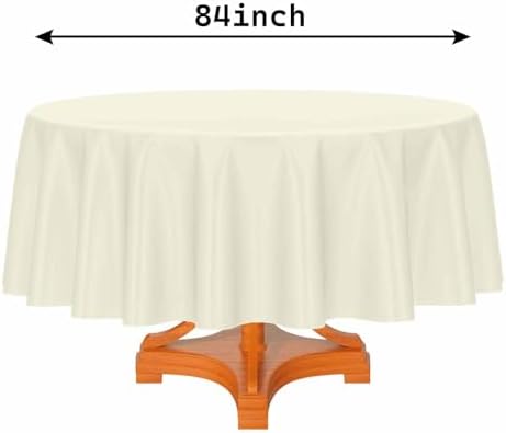 HEIPINIUYE 3 Pack Beige Round Tablecloth 84 Inch Round Plastic Table