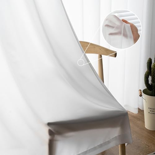 Solid Color Sheer Curtains 108 Inches Long, White Sheer Window