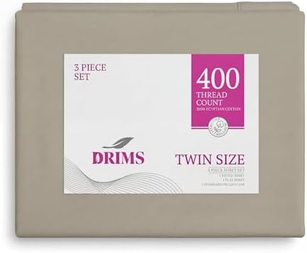 DRIMS 400 Thread Count 100% Egyptian Cotton Twin Sheets Set, Extra