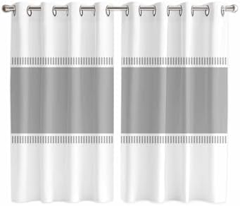 Pure Grey Window Curtains 63 Inch Length, Soild Color Minimalism
