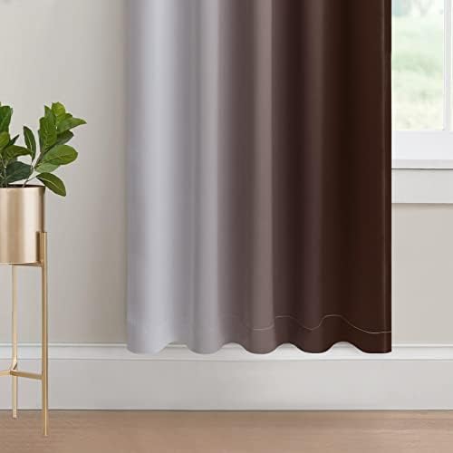 Yakamok Brown Room Darkening Ombre Curtains for Livingroom 72 inches