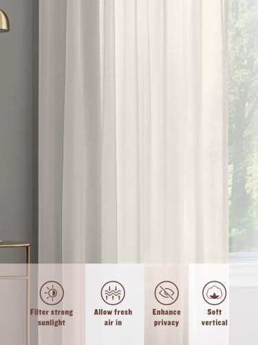 Solid Begin Semi Sheer Curtains 108 Inches Long Window Treatments
