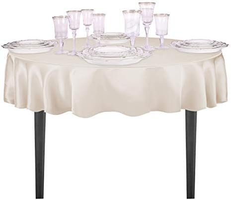 LinenTablecloth 70-Inch Round Satin Tablecloth Beige