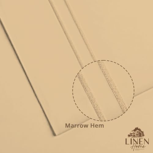 Linen Home 100% Cotton Marrow Percale Sheet Set, Queen Size, Light
