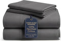 100% Egyptian Cotton Sheets Twin XL, 4 Piece Dark Gray Twin XL Bed