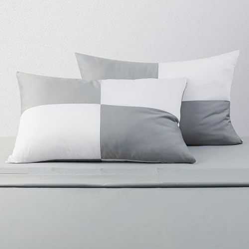 Two-Tone Pillow Cases Queen Size, 600 TC 100% Cotton Color-Block