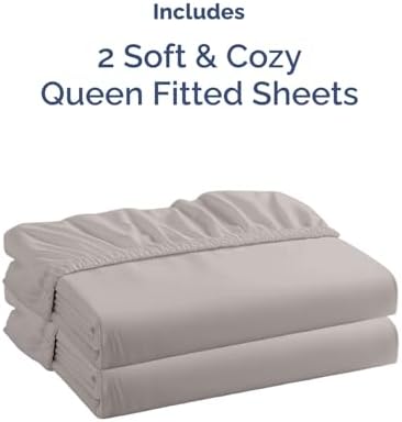 Queen Fitted Sheet - Pack of 2 Single Fitted Bottom Sheet Only - Light