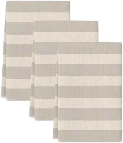 Grey Striped Kitchen Towels Set of 3, Absorbent Dish Towels for