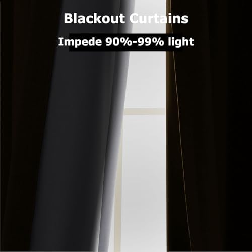 Frelement 108 Inches Extra Long Blackout Linen Curtains for High
