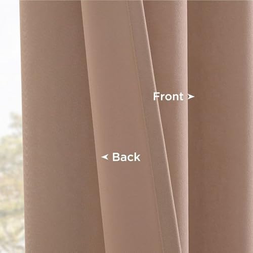 Joydeco Velvet Curtains Rose Beige Blackout Curtains Thermal Insulated