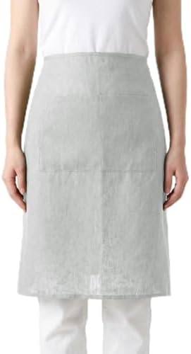 100% Linen Waist Apron with Pockets, Adjustable Bistro Half Apron for