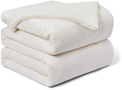 Walensee Sherpa Blanket (Throw Size 50”x60” Off White) Super Soft