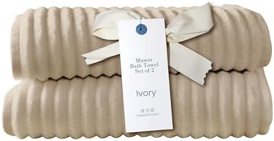 Blue Loom Ribbed Bath Towels Set, 100% Cotton 600 GSM, Soft Absorbent