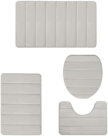Ultra Water Absorbent Memory Foam Bathroom Rugs Set 4 Piece Non Slip