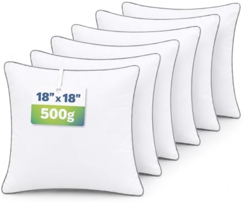 18x18 Throw Pillow Inserts Set of 6, 500g Filled Decorative Pillow