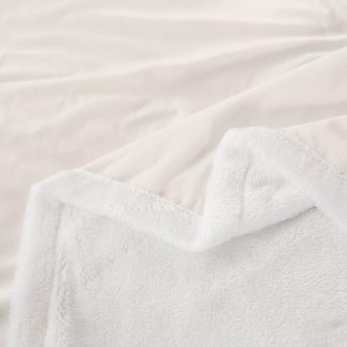 Feelyou Beige Throw Blanket Solid Color Soft Fleece Sherpa Cozy Fuzzy