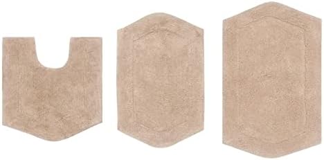Luxurious 100% Absorbent Cotton Bath Rugs for Bathroom Set of 3