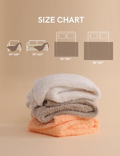 YnM Luxury Faux Rabbit Fur Throw Blanket, Ultra Soft & Breathable