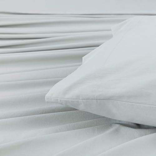 Chezmoi Collection Solid Light Gray 100% Washed Cotton Bed Sheet Set