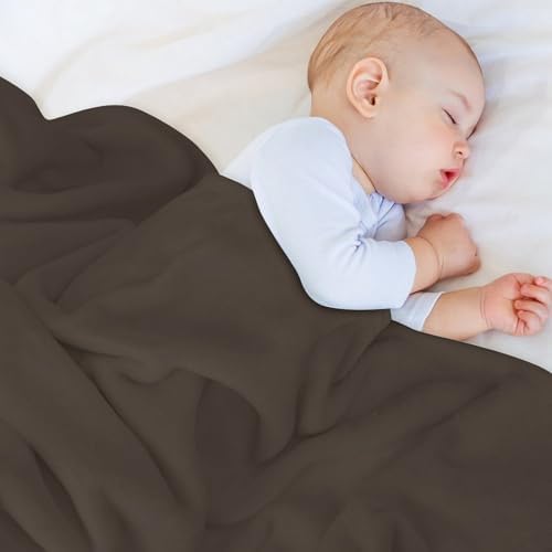 Soft Plush Blanket, Dark Gray-Brown Taupe Color Warm Cozy Throw