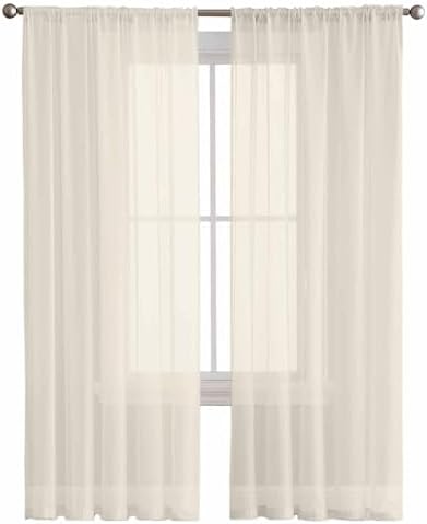 Cream Sheer Curtains 108 Inches Long, Solid Color Sheer Window