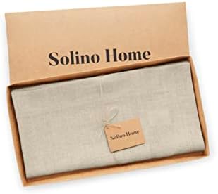 Solino Home 100% Pure Linen Table Cloth, Throw Natural, Fete