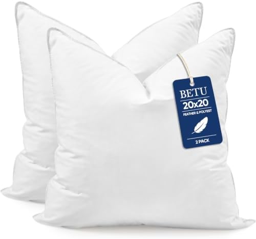 BETU 20x20 Pillow Inserts,Set of 2 Feather Down Throw Pillows for