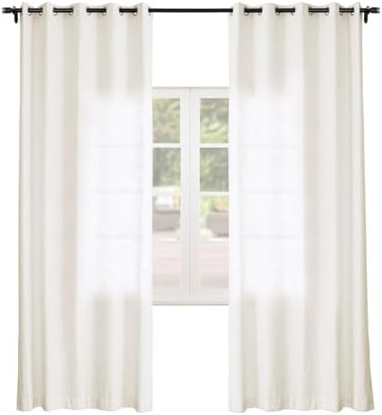 cololeaf Linen Curtains Extra Long 120 inches Natural Linen Textured