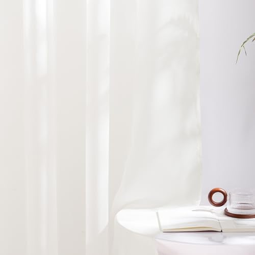NICETOWN Natural Sheer Bedroom Curtains 84 Inches Long, W54xL84, 2