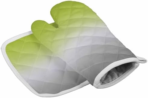 Quilted Cotton Terry Cloth Oven Mitt, Pot Holder Ombre Grass Green