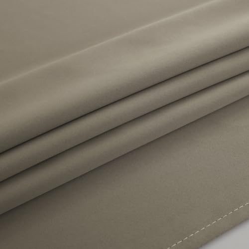 Mrs.Naturall Dark Taupe Blackout Curtains, Earthy Putty Mushroom Color
