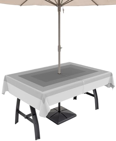 Outdoor Tablecloth with Umbrella Hole, 3D Optical Illusion 60x84