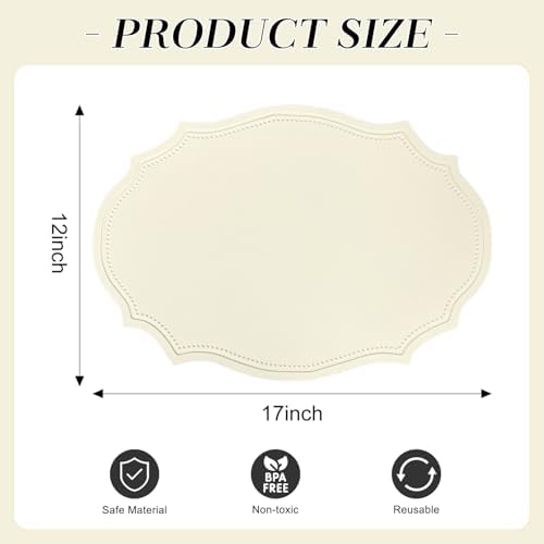 Faux Leather Placemats, 12 X 17 Inch Waterproof Wipeable Heat